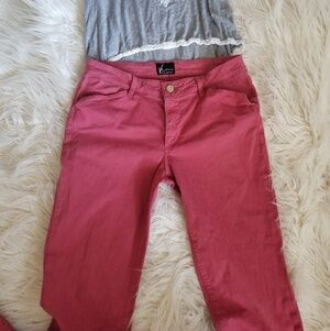 Distressed red trousers Kate McHale‎